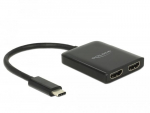 Delock Splitter USB-C - 2x HDMI 4K juodas