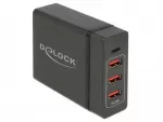 Delock maitinimo &scaron;altinis i&scaron;orinis USB Type-C&trade; PD3.0 + 3x USB A moteri&scaron;kas 60W + 12W juodas