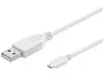 USB laidas MicroConnect USB-A - mikroUSB 1 m Balta (USBBMICRO1W)