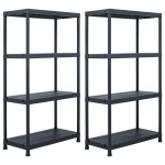 Sandėliavimo lentynos, 2vnt., juodos, 60x30x138cm, plastikas