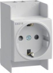 Hager Schuko 10 / 16A 250V kintamosios srovės modulinis lizdas (SN016) izoliuotajam bėgiui I