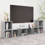 TV staliukas Televizoriaus spintelių komplektas, 6 dalių, betono, mediena