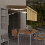 Rankiniu būdu i&scaron;traukiama markizė, geltona ir balta, 3x2,5m