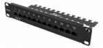 DELTACO 10-PATCH16 Patch Panel, 12 Ports, Cat6, UTP, Juodas / 10-PATCH16