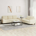 Sofa Sofos komplektas, 2 dalių, kreminės spalvos, audinys