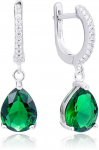 Beneto Elegant sidabrinis earrings with žalias zircons AGUC2249