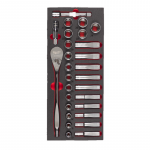 Milwaukee Accessories Terk&scaron;lės ir galvučių rinkinys MILWAUKEE 1/2, 28vnt