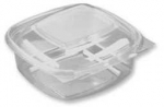 Multi Plastikinis indelis &bdquo;SquarePac&ldquo; 250 ml, 130x127x40 mm, su atlenkiamu dangteliu, APET, skaidrus, 100 vnt./pak.