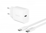Epico 20 W PD įkroviklio rinkinys su USB-C į USB-C laidu 1,2 m - baltas