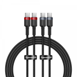 Kabelis Baseus Cafule USB-C į USB-C 100W, 1m, 2 vnt (raudona juoda, pilka juoda)