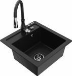 Granitinė virtuvinė plautuvė Mexen Vito su mai&scaron;ytuvu ir sifonu, Juodas