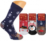 Kalėdinės frotinės termo kojinės moterims Happy Christmas, 3 poros