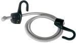 Master Lock Masterlock Reguliuojamo ilgio sustiprinta tvirtinimo guma su kabliukais, 15-150cm, plieno kabliukas dengtas plastiku, pilka