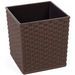 Gėlių vazonas Lamela Juka i&scaron; rotango, 250 x 250 x 260 mm, tamsiai rudos spalvos