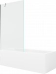 Vonia Mexen Cubik su apdaila ir stiklo sienele, 170x70 cm + 100 cm, Baltas+Chrome/Transparent