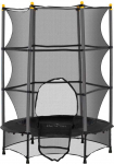 HOMCOM vaiki&scaron;kas batutas &Oslash;140 cm, batutas su apsauginiu tinklu, kra&scaron;tų apsauga, sodo batutas 3-10 metų vaikams, maks. apkrova 50 kg, juodas
