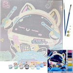 Realprices Tapyba skaičiais paveikslas su rėmeliu, teptukų rinkinys, dažai 30x30 vaikams