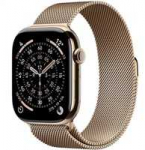 &bdquo;Apple Watch Series 11&ldquo; &bull; GPS + Cellular 46 mm auksinis titano dėklas su auksiniu Milano dirželiu &ndash; M/L