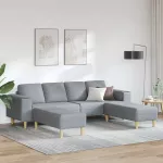 Svetainės sofa 3 vnt. &Scaron;viesiai pilka Poliesteris