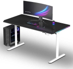 ULTRADESK Biurko dla gracza QUEST, 140x70cm, 72-120cm, baltai-juodas