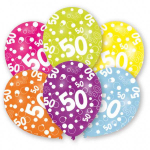 Spalvingi &bdquo;Su gimtadieniu&ldquo; balionai, 50 vnt., 11 colių (27,5 cm)