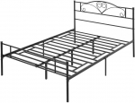 Lova HOMCOM Metalinis lovos rėmas su galvūgaliu, 300 kg keliamoji galia, 145I x 211P x 106A cm, juodas