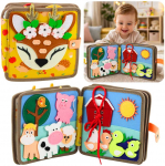 Lean Toys Sensory Educational Book Felt 3D Animals Deer