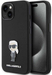 Karl Lagerfeld silikoninis Ikonik Metal Pin dėklas iPhone 15 Plus / 14 Plus - juodas