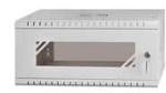 LEXI-Net 19" sieninė spinta Basic 4U 520x450, stiklinės durelės, be nugarėlės, i&scaron;lankstoma, pilka