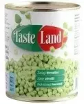 Zaļie zirnī&scaron;i metāla bundžā TASTE LAND, 850g/530g