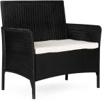 Lauko baldų komplektas Dvivietė sodo sofa su pagalvėle, suolas balkonui, terasai, sodui, juodas, &bdquo;MultiGarden&ldquo;