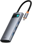 Baseus Metal Gleam 7-in-1 &scaron;akotuvas USB-C į HDMI | 3x USB 3.0 | USB-C | SD | Micro SD | 100 W | pilkas