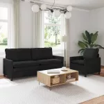 Sofa Sofos komplektas 2 vnt. Juoda Aksomas