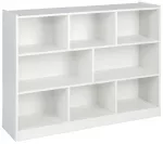 Komoda su 8 atvirais skyriais, pilka/balta, 122 x 32 x 93 cm