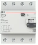 AEG Apsauginis nuotėkio srovės jungiklis (RCD) 40A 300mA, 4P, A tipo, 70mm pločio