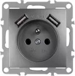 Toolight Viengubas Lizdas Su Įžeminimu + 2x Usb-a Oste Jnh003-g Pilkas