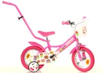 Bimbo Bike Vaiki&scaron;kas dviratis 12" mergaitėms, rožinis su keksiukų ir saldumynų dizainu