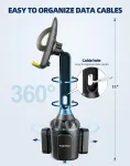 Topgo telefono laikiklis puodeliui, patobulintas ilgas strypas ir tvirtai stabilus puodelio laikiklis automobiliui, telefono laikikliai, skirti iphone 14 ir daugiau i&scaron;maniųjų telefonų (geltonas)