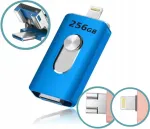 Lexar Maxxer 256gb 3in1 usb 3.0, iphone, android, windows, otg, mėlynas pendrive