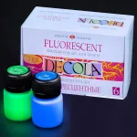 Fluorescencinė spalva | 6 x 20 ml indelių | Neoninių akrilo spalvų rinkinys su &scaron;vytėjimo efektu tamsoje po Uv &scaron;viesa) | Nevskaya Palitra