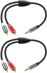 3.5 mm į 2 Rca Audio Kabelis, Paauksuotas, 0.3m (2 vnt.)