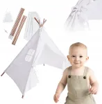 Primabobo Tipi palapinė vaikams Didelė 110x110cm Balta Teepee vigvamas