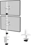 Worldlift monitoriaus laikiklis 2 monitoriams, vertikalus dvigubas monitoriaus laikiklis 17&ndash;32 colių lcd led ekranams, 2 montavimo parinktys, vesa 75 x 75&ndash;100 x 100 mm, 9kg, baltas