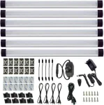 Aiboo Led ap&scaron;vietimas po spintele virtuvei, pritemdomas su laidu, 6 vnt., 28 cm &scaron;viesos juosta, 12 V Led ap&scaron;vietimas spintelei su jungikliu ir ki&scaron;tuku, ap&scaron;vietimas spintelei, lentynai, vitrinai (&scaron;altai balta)