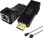 Ddmall Hdmi ilgintuvas per vieną cat5e/cat6/cat7 kabelį su nuotoliniu ir valdymu, 100 m, full hd 1080p, maitinamas usb, lengvas montavimas, be uždelsimo, hdmi siųstuvo imtuvo rinkinys, he-20ir