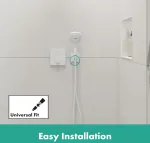 Hansgrohe Fixfit E sieninis laikiklis su du&scaron;o galvutės laikikliu, matinė balta