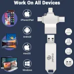 Usb atmintinė 128 gb usb 3.0 atmintinė 4 viename atmintinė metalinė nuotraukų atmintinė usb atmintinė mobiliojo telefono i&scaron;orinė atmintis nuotraukų atsarginė kopija, skirta mobiliesiems įrenginiams iphone, ipad, android mobiliesiems telefonams kompiu ...