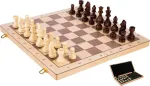 Engelhart didelis beržo medienos &scaron;achmatų žaidimas &ndash; rie&scaron;utmedžio ir klevo luk&scaron;tas &ndash; sulankstomas &ndash; matmenys: 45 x 45 x 5,5 cm &ndash; karalius: 90 mm &ndash; dėžutė: 50 mm
