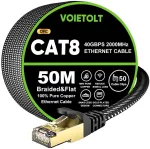 Voietolt Cat 8 Lan kabelis 50 m, 40 Gbps/2000 Mhz plok&scaron;čias pintas tinklo kabelis Ethernet kabelis, S/ftp Rj45 gigabitinis pataisos kabelis, skirtas Ps4/5, modemui, mar&scaron;rutizatoriui
