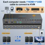 10 prievadų Kvm jungiklis Hdmi 4k@60hz su Usb 3.0